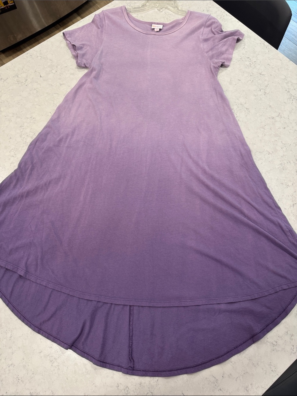 UNICORN LuLaRoe Size Small Purple Ombre Carly Relaxed Fit Flowy Acid Wash Casual